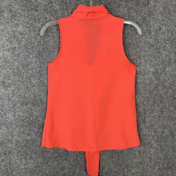 Charlotte Russe Sleeveless Blouse Women XS Button Front Tie Coral - Picture 6 of 7